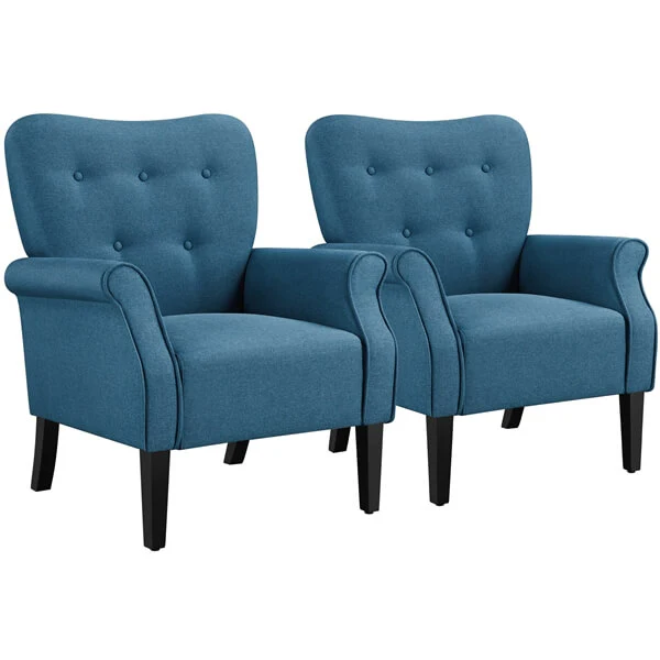 Yaheetech Mid Century Accent Chair with Sturdy Wood Legs and High Back - Image 3