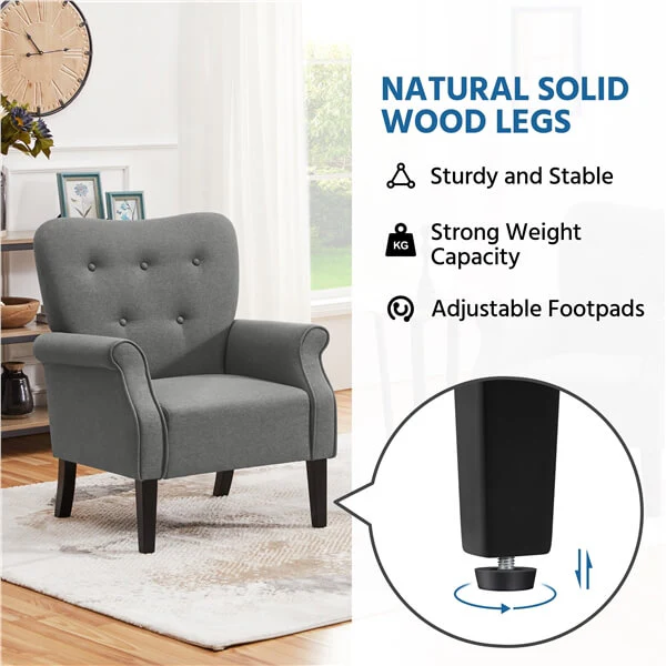 Yaheetech Mid Century Accent Chair with Sturdy Wood Legs and High Back - Image 8