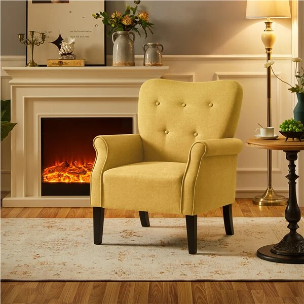 2pc Yaheetech Upholstered Fabric Sofa Club Chair for Living Room
