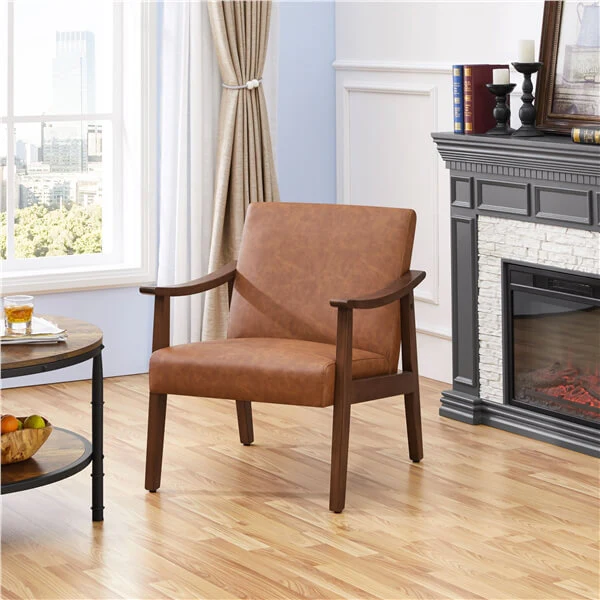 Yaheetech Mid-Century Modern Armchair with Solid Wood Legs