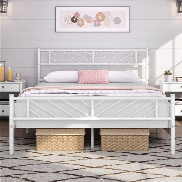 Yaheetech Minimalist Metal Platform Bed with Arrow Design - Image 11