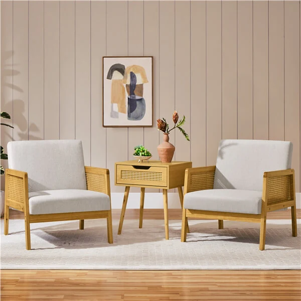 Yaheetech Modern Armchair with Wood Legs