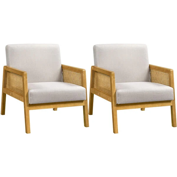 Yaheetech Modern Armchair with Wood Legs - Image 2