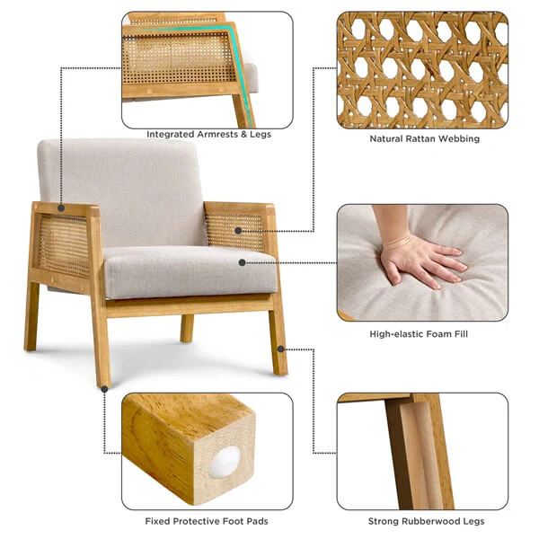 Yaheetech Modern Armchair with Wood Legs - Image 5