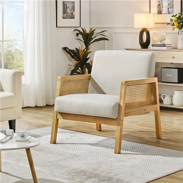 Yaheetech Modern Armchair with Wood Legs - Image 7
