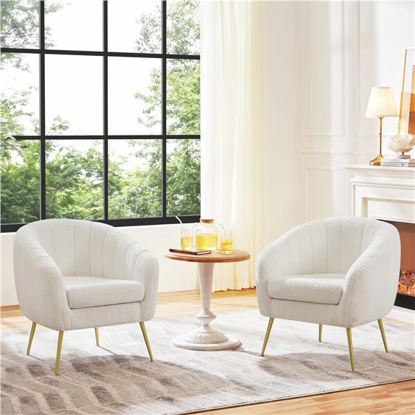 Yaheetech Modern Cozy Vanity Chair with Gold Metal Legs