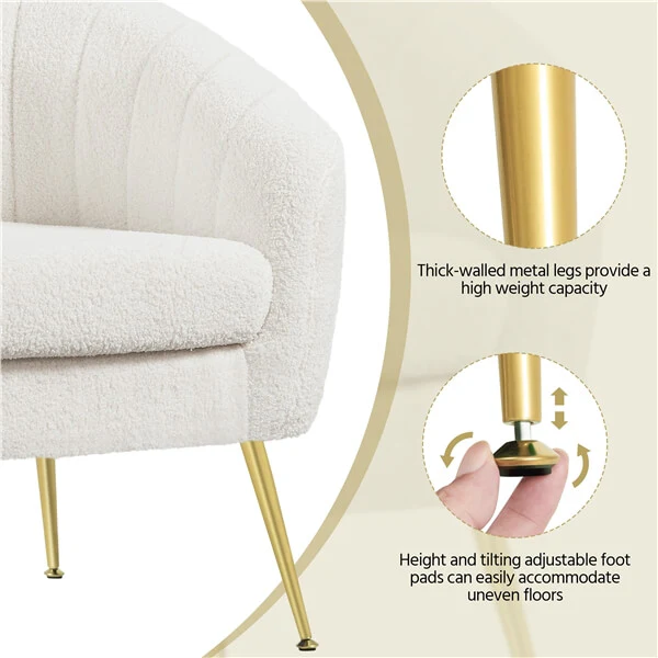 Yaheetech Modern Cozy Vanity Chair with Gold Metal Legs - Image 6