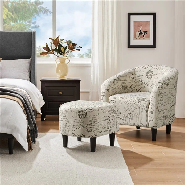 Yaheetech Modren Club Chair with Ottoman - Image 10
