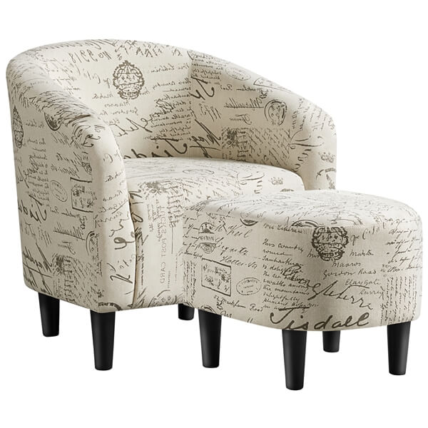 Yaheetech Modren Club Chair with Ottoman - Image 2