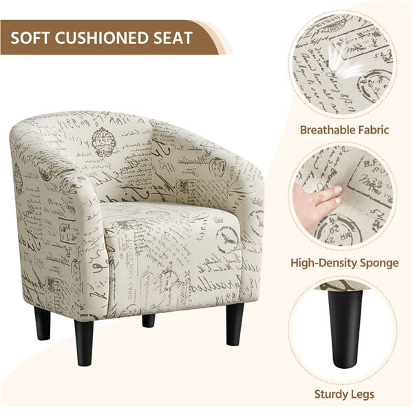 Yaheetech Modren Club Chair with Ottoman - Image 5