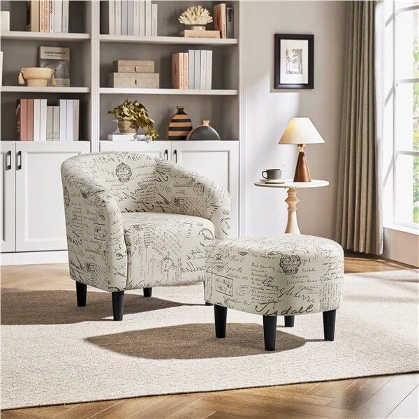 Yaheetech Modren Club Chair with Ottoman - Image 9