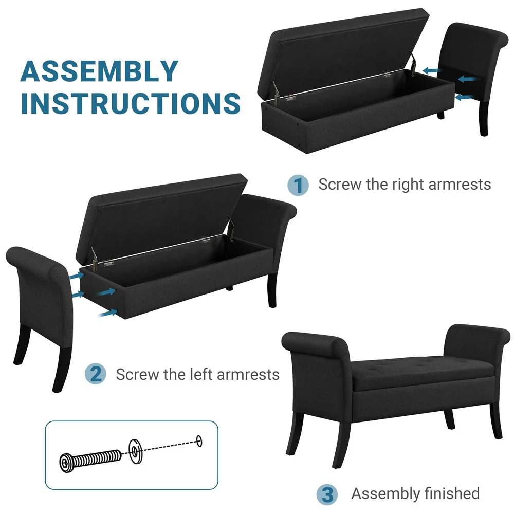 Yaheetech Ottoman with Storage, 52" - Image 8