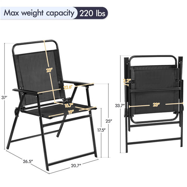 Yaheetech Outdoor Patio Chairs Folding Patio Chairs Set of 2 - Image 6