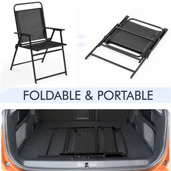 Yaheetech Outdoor Patio Chairs Folding Patio Chairs Set of 2 - Image 7