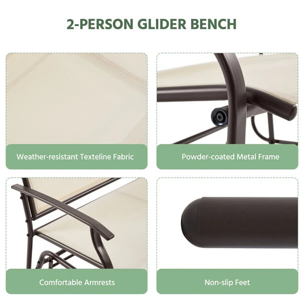 Yaheetech Outdoor Glider 2-Person Outdoor Glider Bench - Image 9