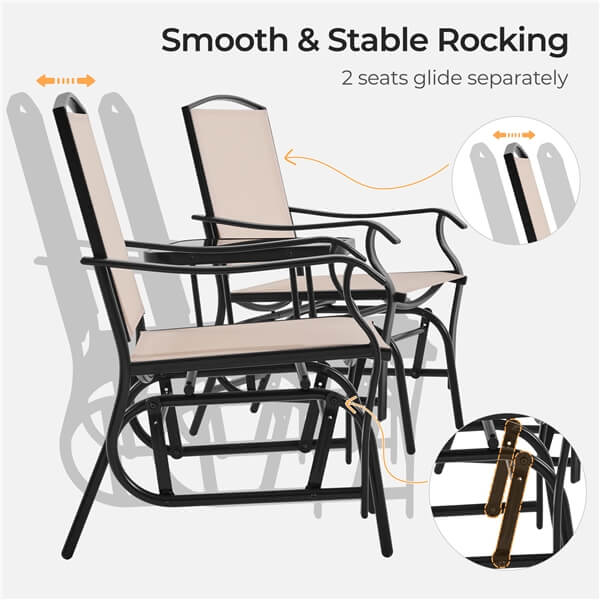 Yaheetech Outdoor Glider Chairs with Glass Table Rocking Chairs - Image 5