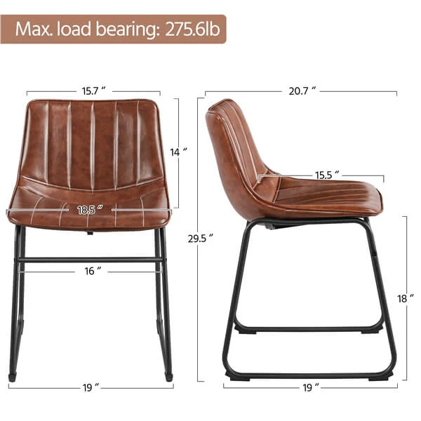 Yaheetech Outdoor Kitchen Dining Room Chairs with Metal Legs Set of 4 - Image 3