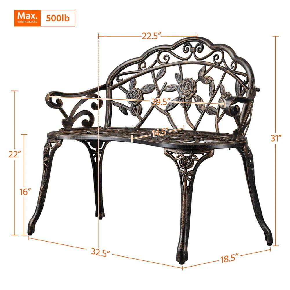 Yaheetech Outdoor Metal Bench - Image 4