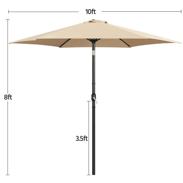 Yaheetech Outdoor Table Umbrella with Push Button Tilt and Crank - Image 3