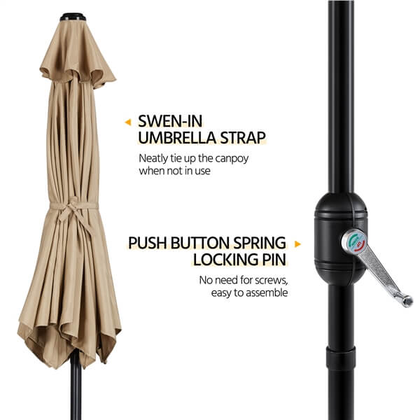 Yaheetech Outdoor Table Umbrella with Push Button Tilt and Crank - Image 5