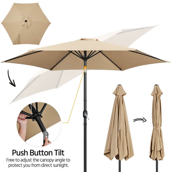 Yaheetech Outdoor Table Umbrella with Push Button Tilt and Crank - Image 6