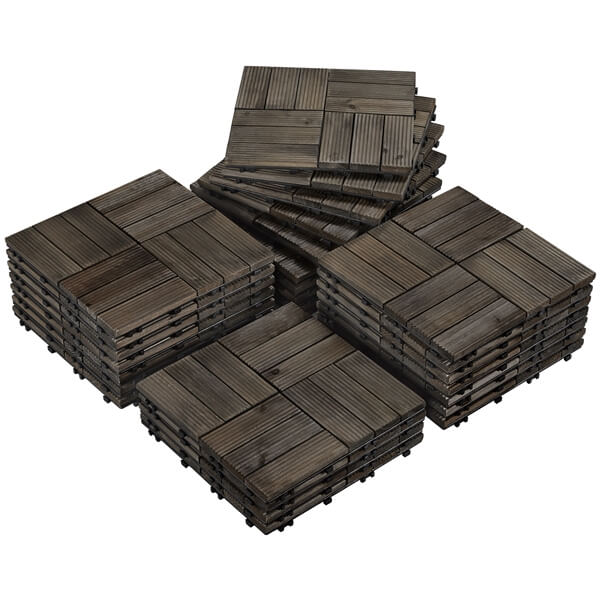 Yaheetech Pack of 27 Fir Wood Flooring Tiles - Image 4