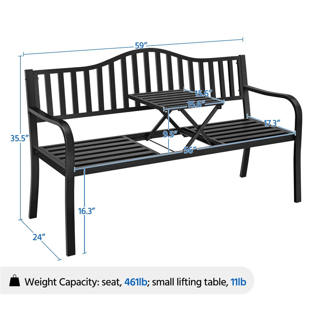 Yaheetech Patio Bench with Middle Table - Image 3