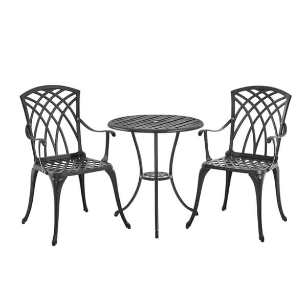 Yaheetech Patio Bistro Set 3-Piece Outdoor Cast Aluminum Table and Chairs Set - Image 2