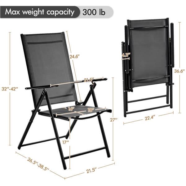 Yaheetech Patio Folding Dining Chairs Set of 2 - Image 3