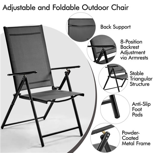 Yaheetech Patio Folding Dining Chairs Set of 2 - Image 7