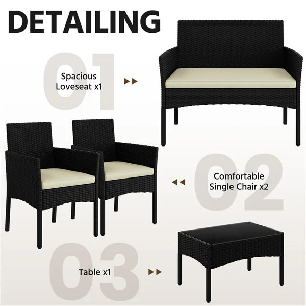 Yaheetech Patio Furniture Set 4 Pieces Conversation Sets - Image 5