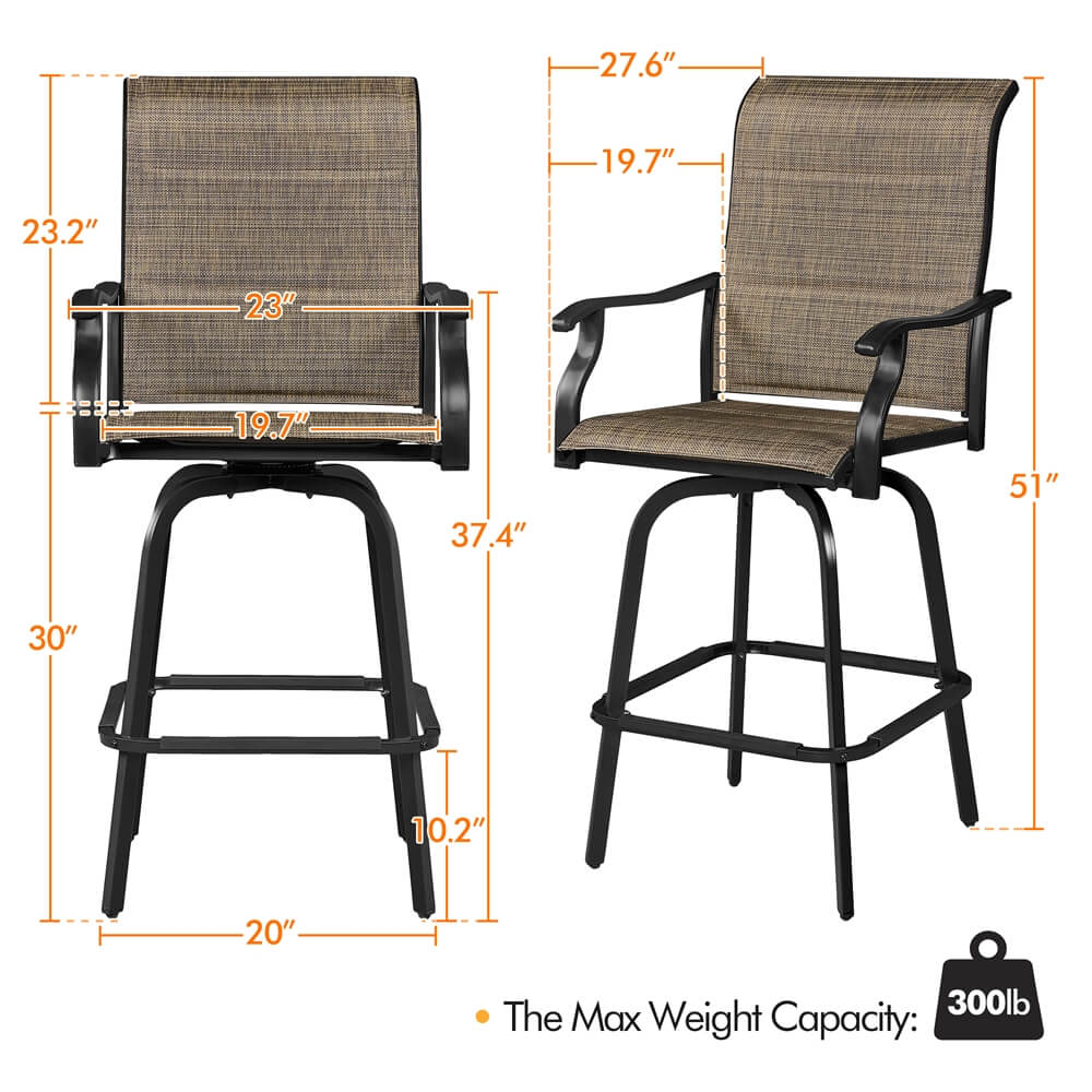 Yaheetech Patio Swivel Bar Stools Set of 2 - Image 3