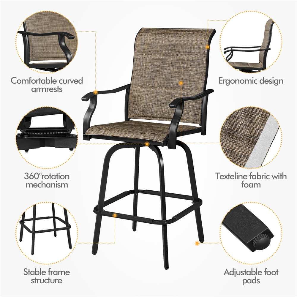 Yaheetech Patio Swivel Bar Stools Set of 2 - Image 6