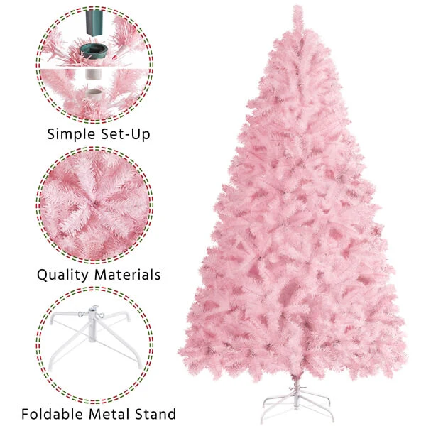 Yaheetech Pink Artificial Christmas Tree - Image 8