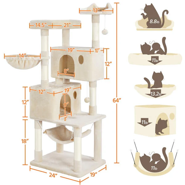 Yaheetech Multi-level Large Cat Tower 64.5 inch - Image 7