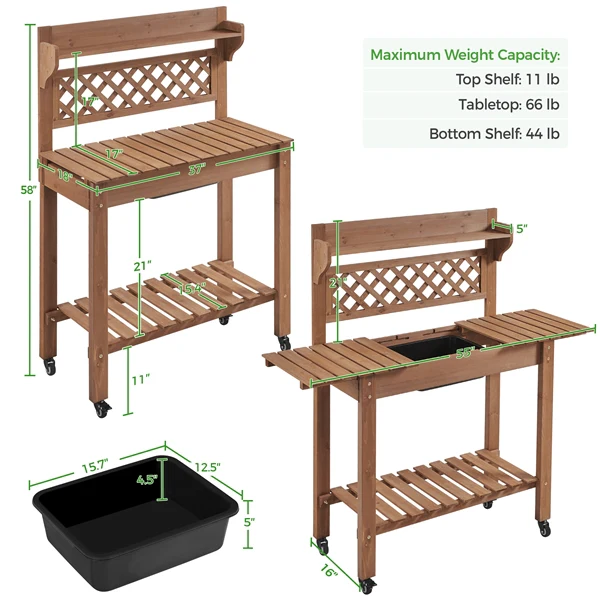 Yaheetech Potting Bench Table Removable Sink/Storage Shelf - Image 4