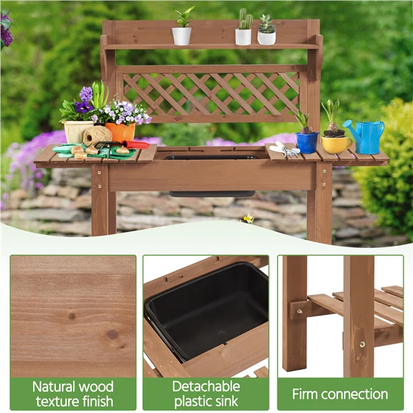 Yaheetech Potting Bench Table Removable Sink/Storage Shelf - Image 8