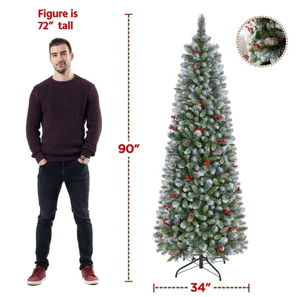 Yaheetech Pre-lit Artificial Pencil Christmas Tree - Image 4