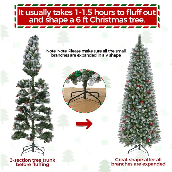 Yaheetech Pre-lit Artificial Pencil Christmas Tree - Image 8