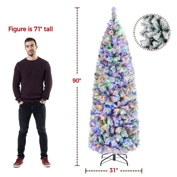 Yaheetech Pre-lit Snow Flocked Christmas Tree - Image 4