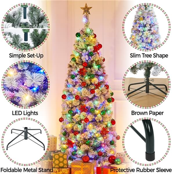 Yaheetech Pre-lit Snow Flocked Christmas Tree - Image 7
