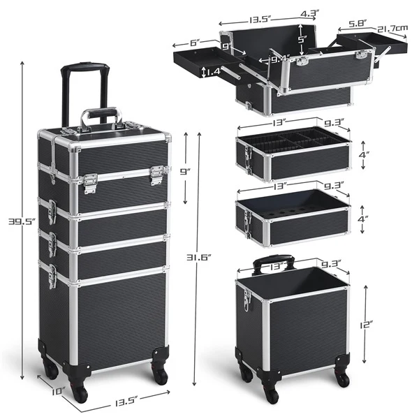 Yaheetech Professional Makeup Train Case 5 in 1 - Image 3