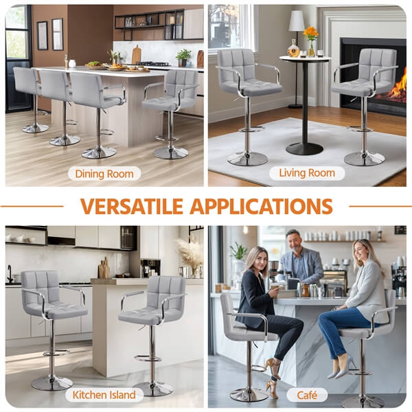 Yaheetech PU Leather Adjustable Swivel Barstools - Image 10
