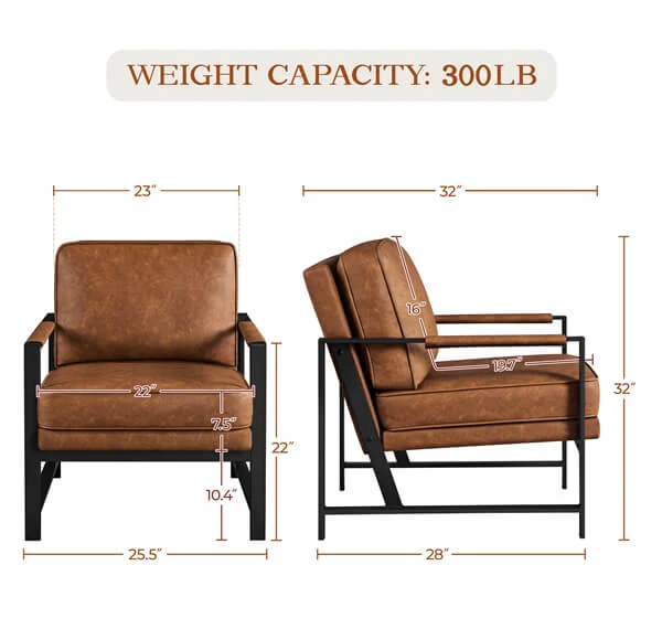 Yaheetech Set of 2 PU Leather Armchairs - Image 2