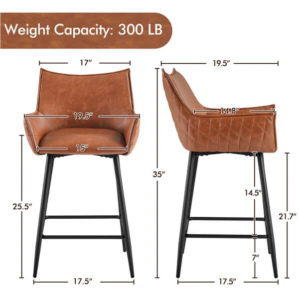 Yaheetech PU Leather Bar Stools Set of 6 - Image 3