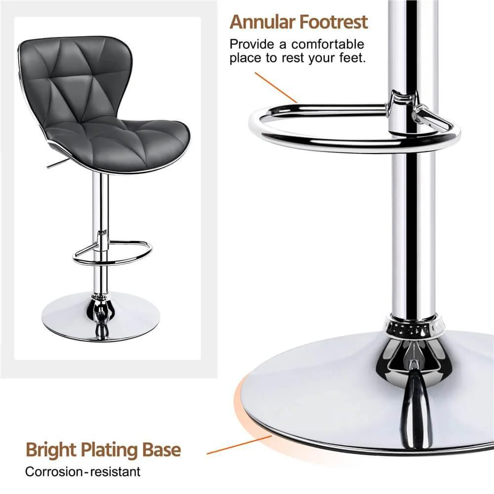 Yaheetech 22.4-30.3 Inch Adjustable Seat Height PU Leather Swivel Bar Chairs - Image 8
