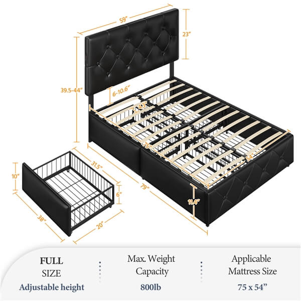 Yaheetech Upholstered Bed Frame with 2 USB Charging Stations - Image 3