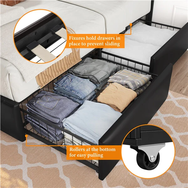 Yaheetech Upholstered Bed Frame with 2 USB Charging Stations - Image 5