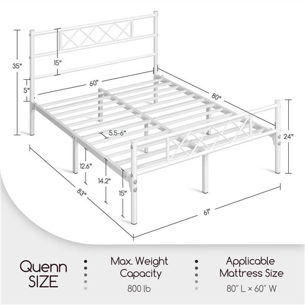 Yaheetech Simple Metal Platform Bed Frame Mattress Foundation - Image 3