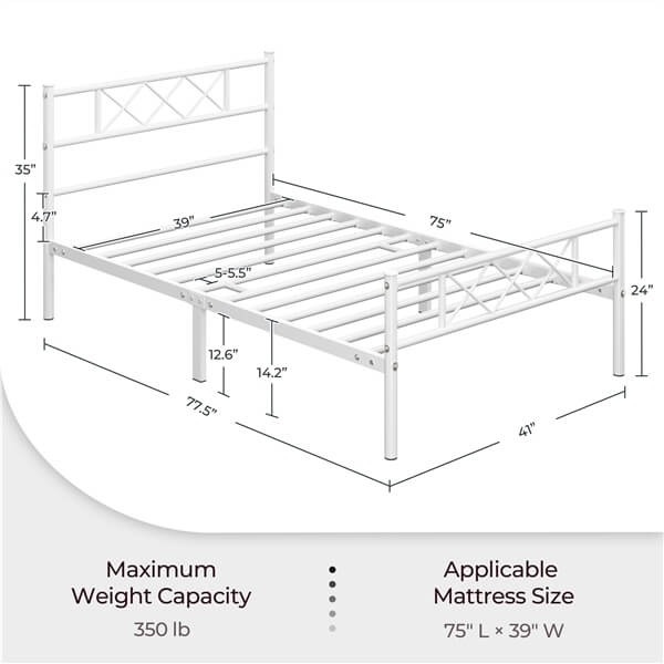 Yaheetech Simple Metal Platform Bed Frame Mattress Foundation - Image 7